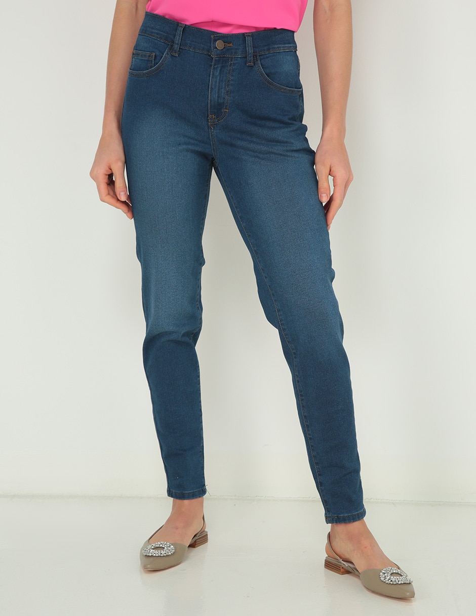 Jeans slim corte cintura para mujer 1