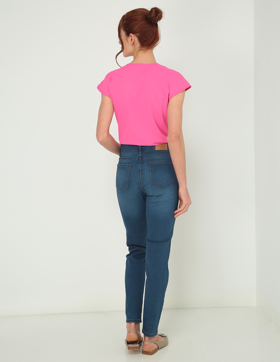 Jeans slim corte cintura para mujer 2