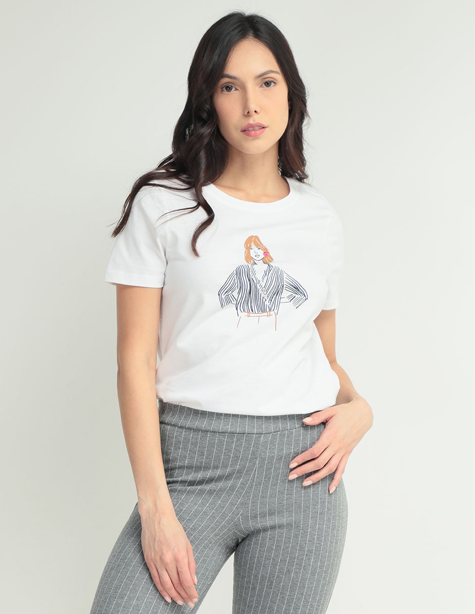 Playera manga corta cuello redondo para mujer 1