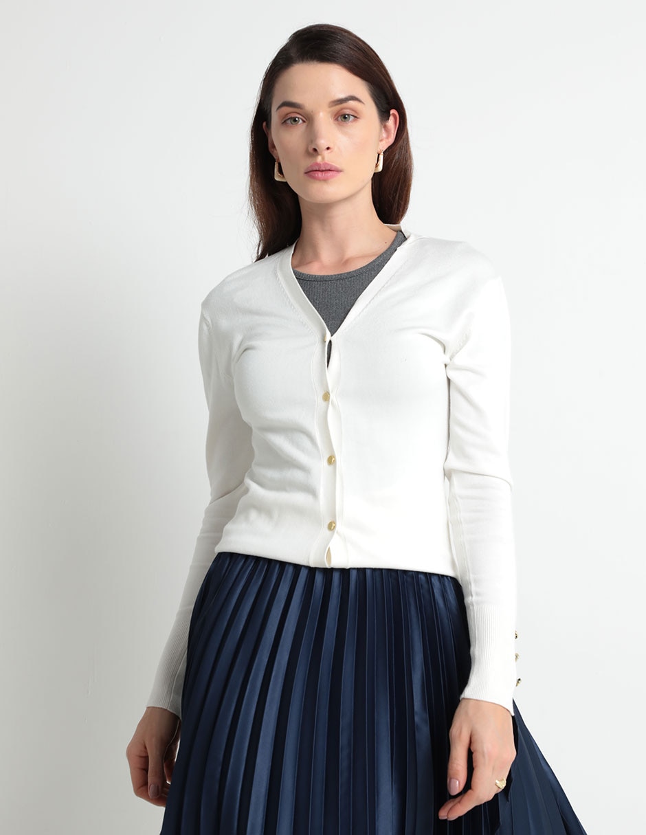 Suéter cuello V para mujer 1