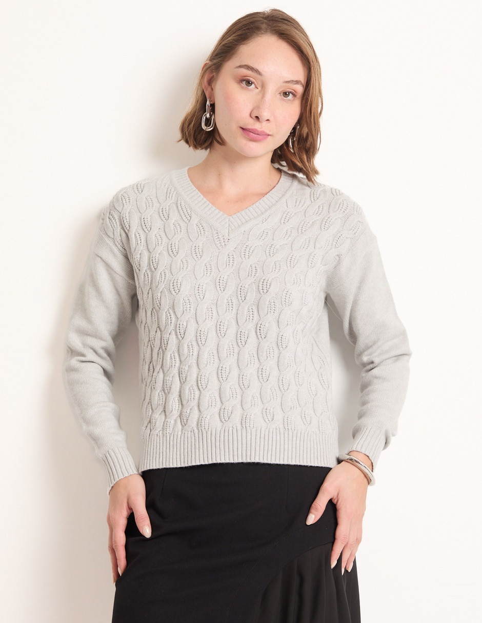 Suéter cuello V para mujer 1