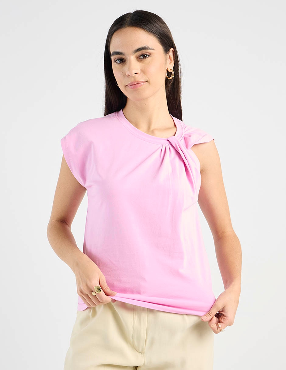 Playera manga corta cuello redondo para mujer