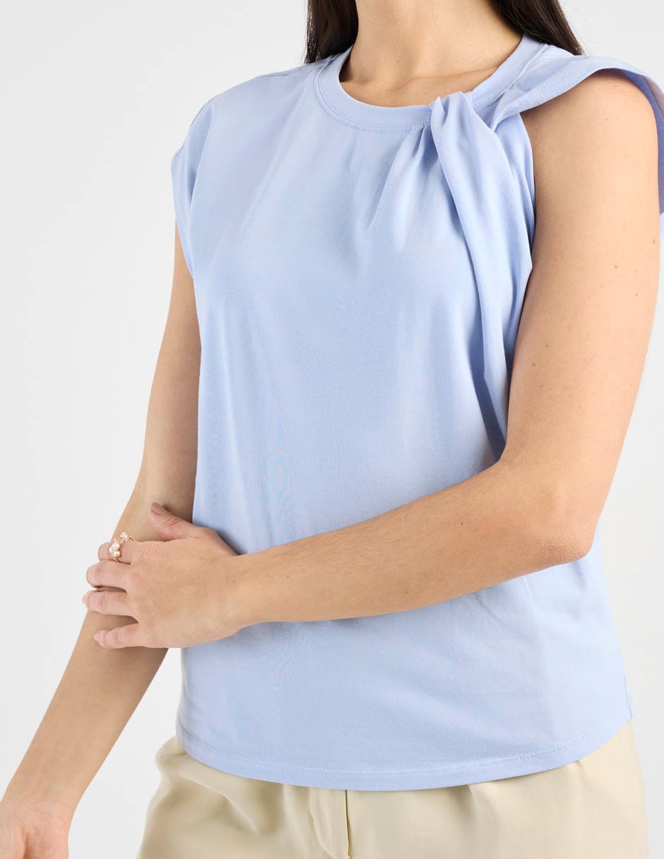 Playera manga corta Contempo cuello redondo para mujer