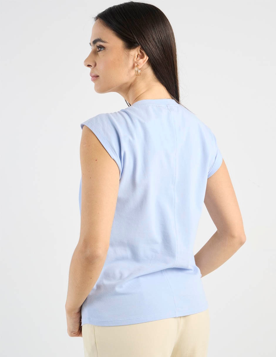 Playera manga corta Contempo cuello redondo para mujer