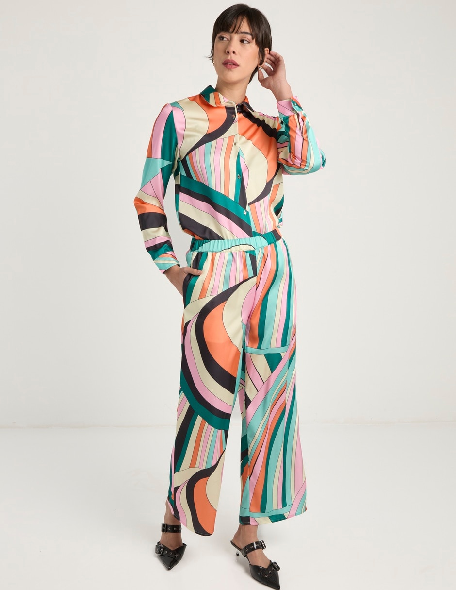 Pantalón relaxed palazzo para mujer 8
