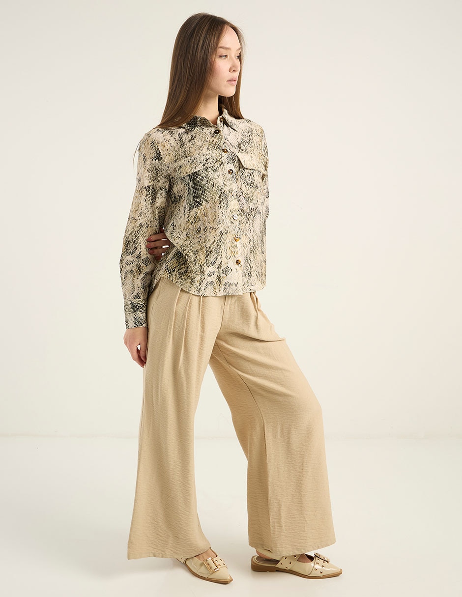 Blusa camisera Contempo manga larga para mujer 7
