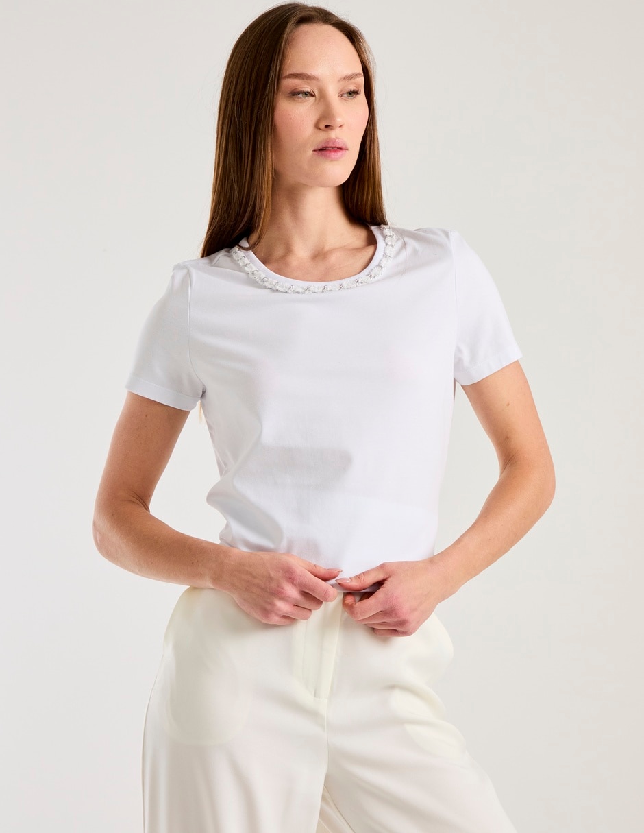 Playera manga corta cuello redondo para mujer Playera manga corta cuello redondo para mujer