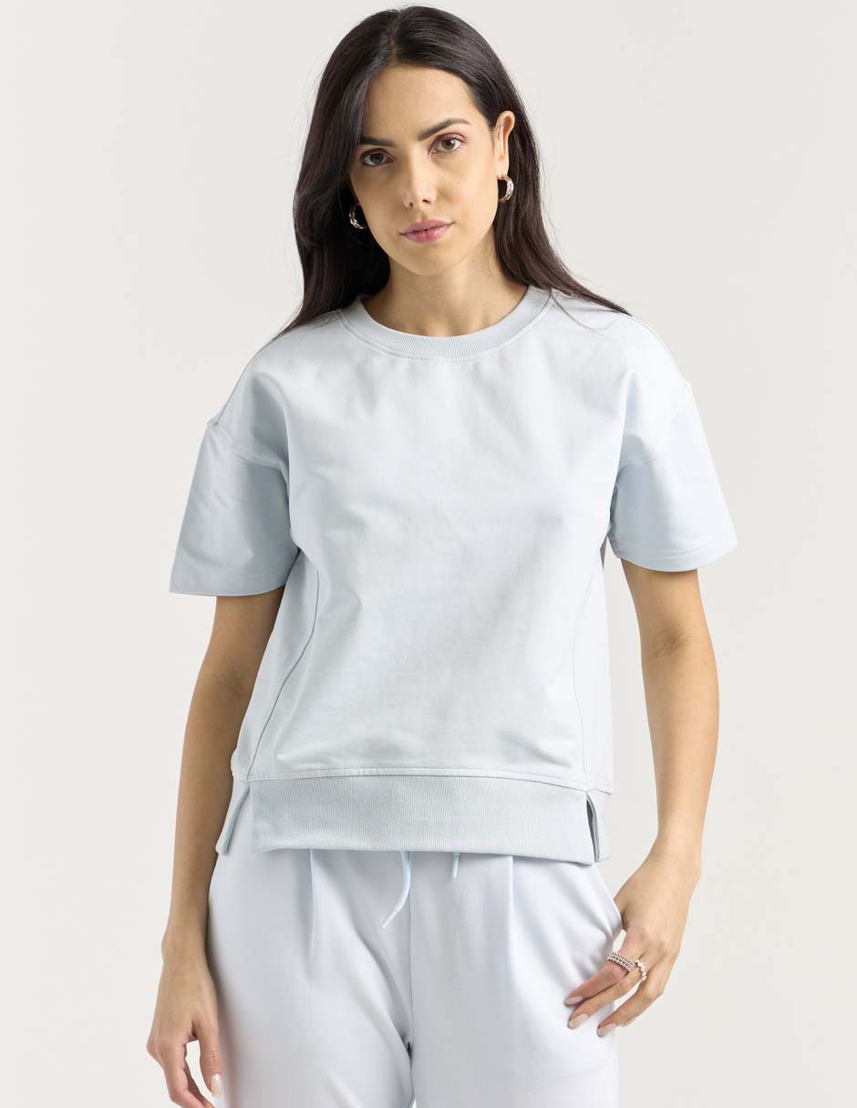 Playera manga corta cuello redondo para mujer