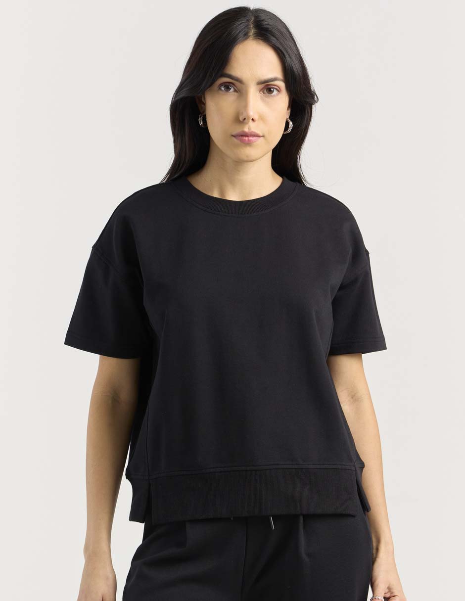 Playera manga corta cuello redondo para mujer