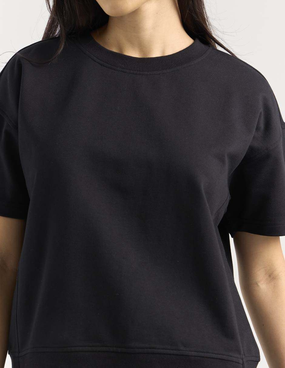 Playera manga corta Contempo cuello redondo para mujer