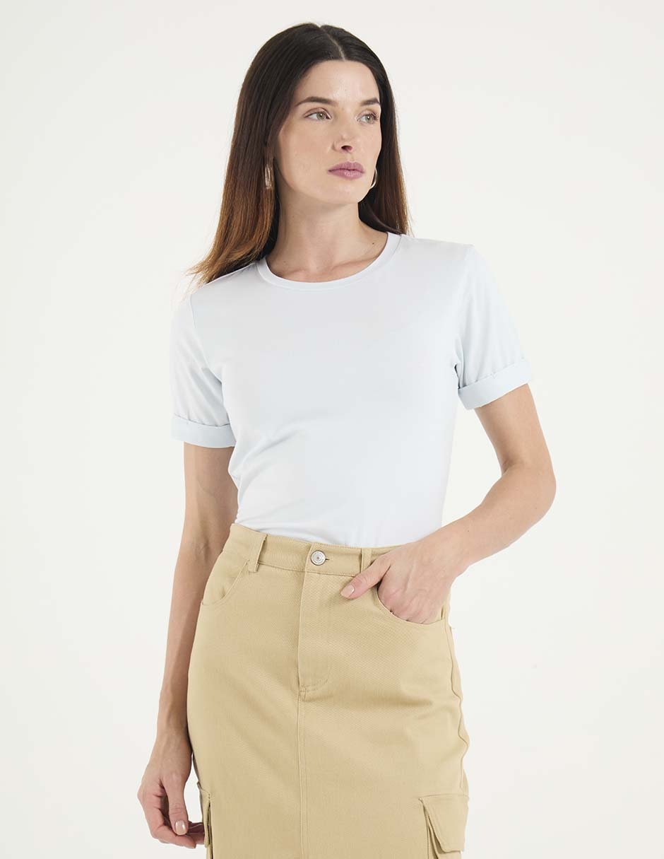 Playera manga larga cuello redondo para mujer Playera manga larga cuello redondo para mujer