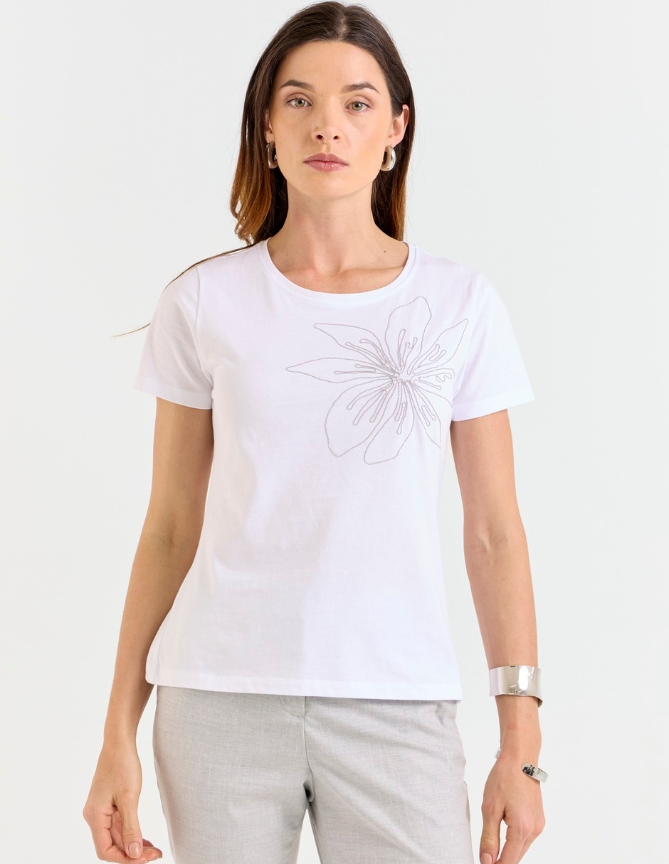 Playera manga corta cuello redondo para mujer