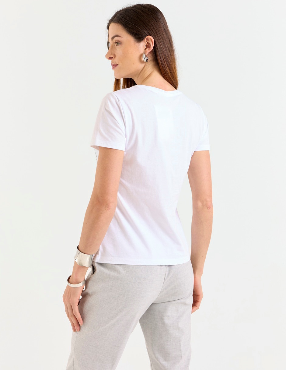 Playera manga corta Contempo cuello redondo para mujer