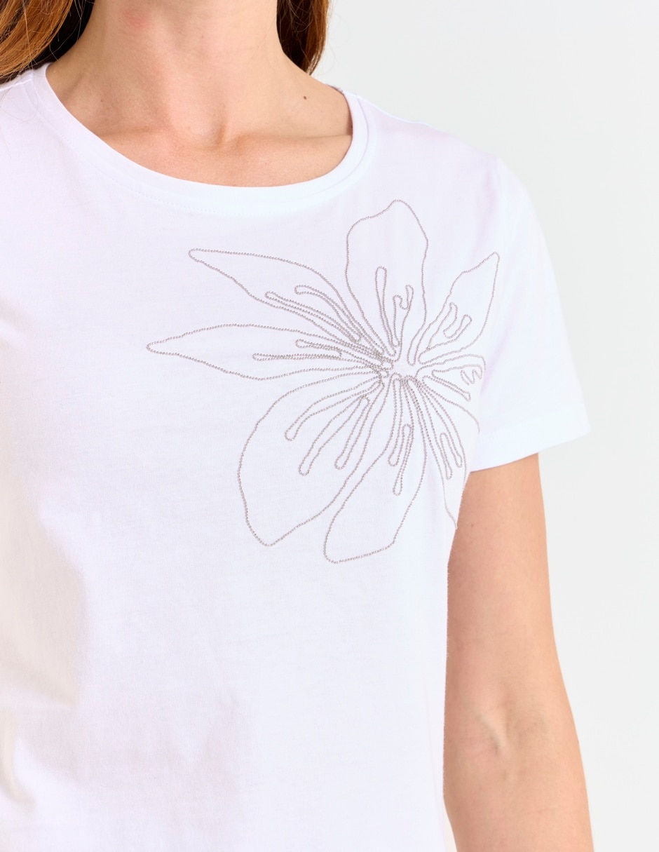 Playera manga corta Contempo cuello redondo para mujer