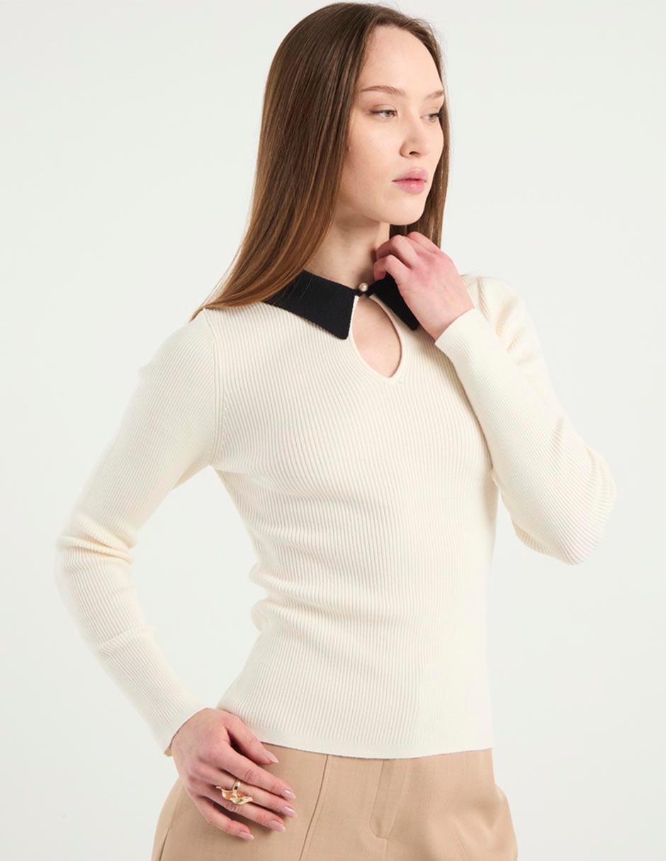 Suéter cuello camisero para mujer Suéter cuello camisero para mujer