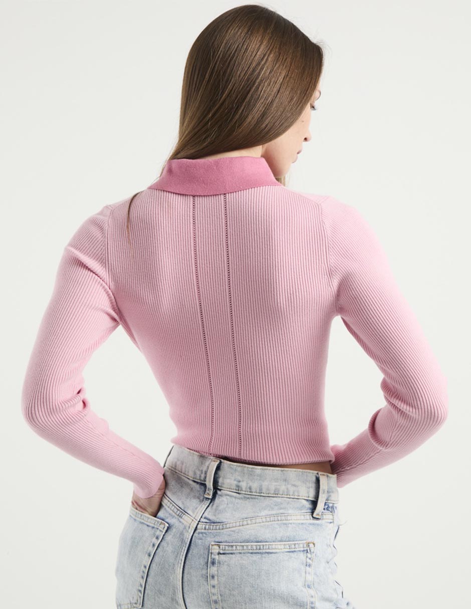 Suéter Contempo cuello camisero para mujer