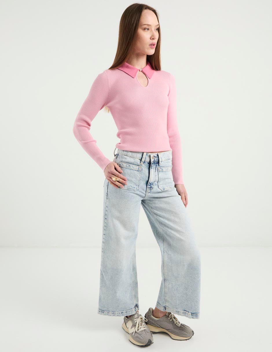 Suéter Contempo cuello camisero para mujer