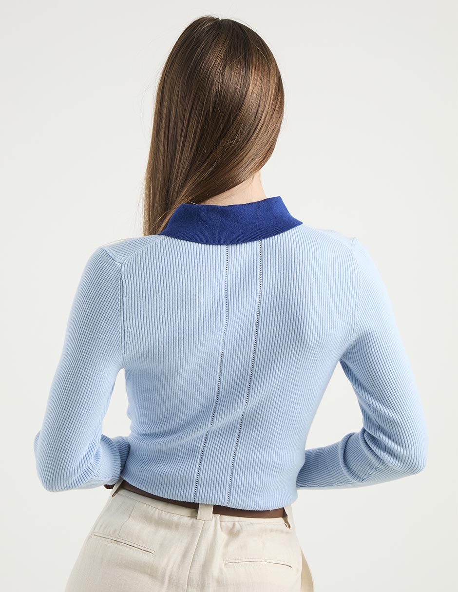 Suéter cuello camisero para mujer 2