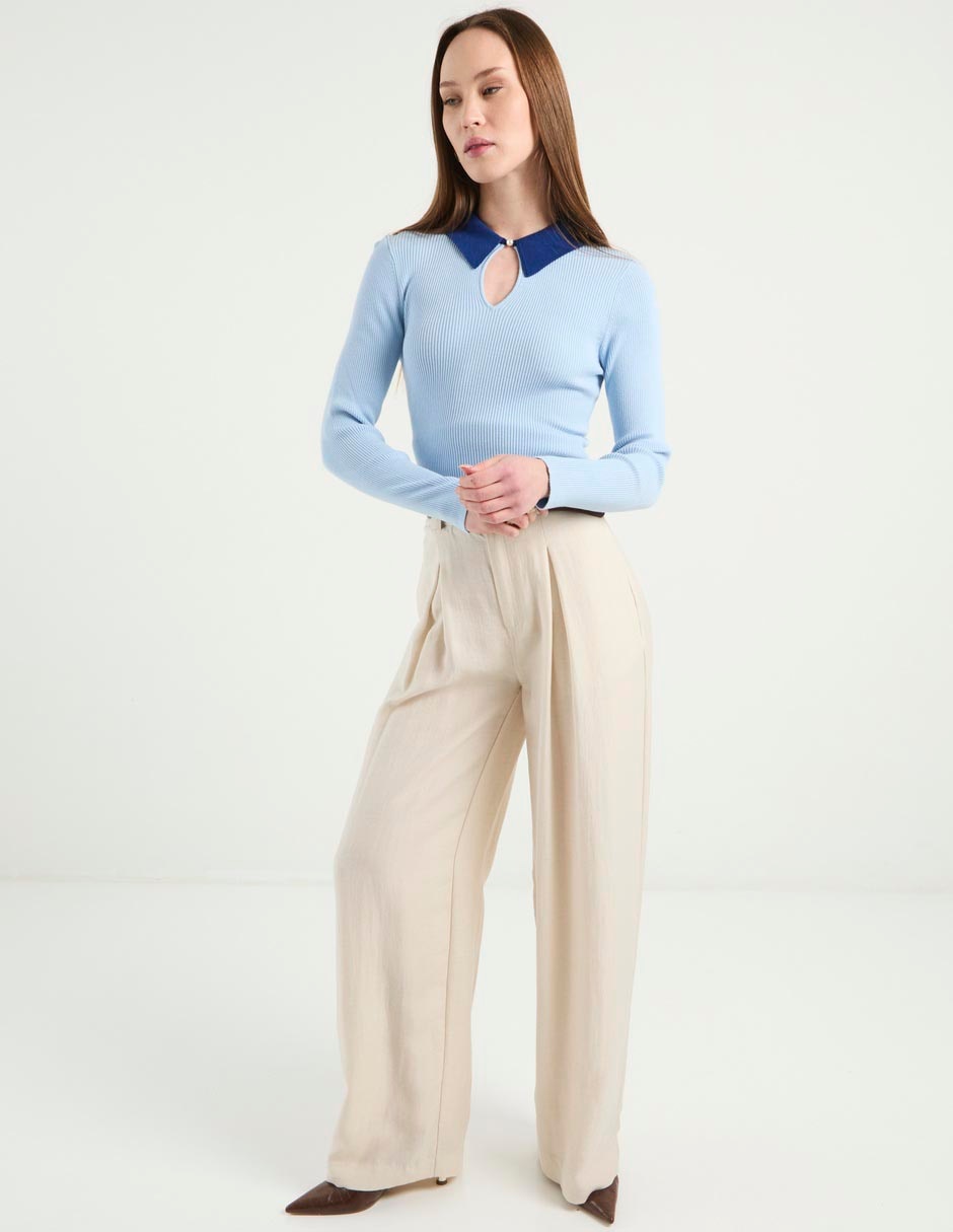Suéter cuello camisero para mujer 3