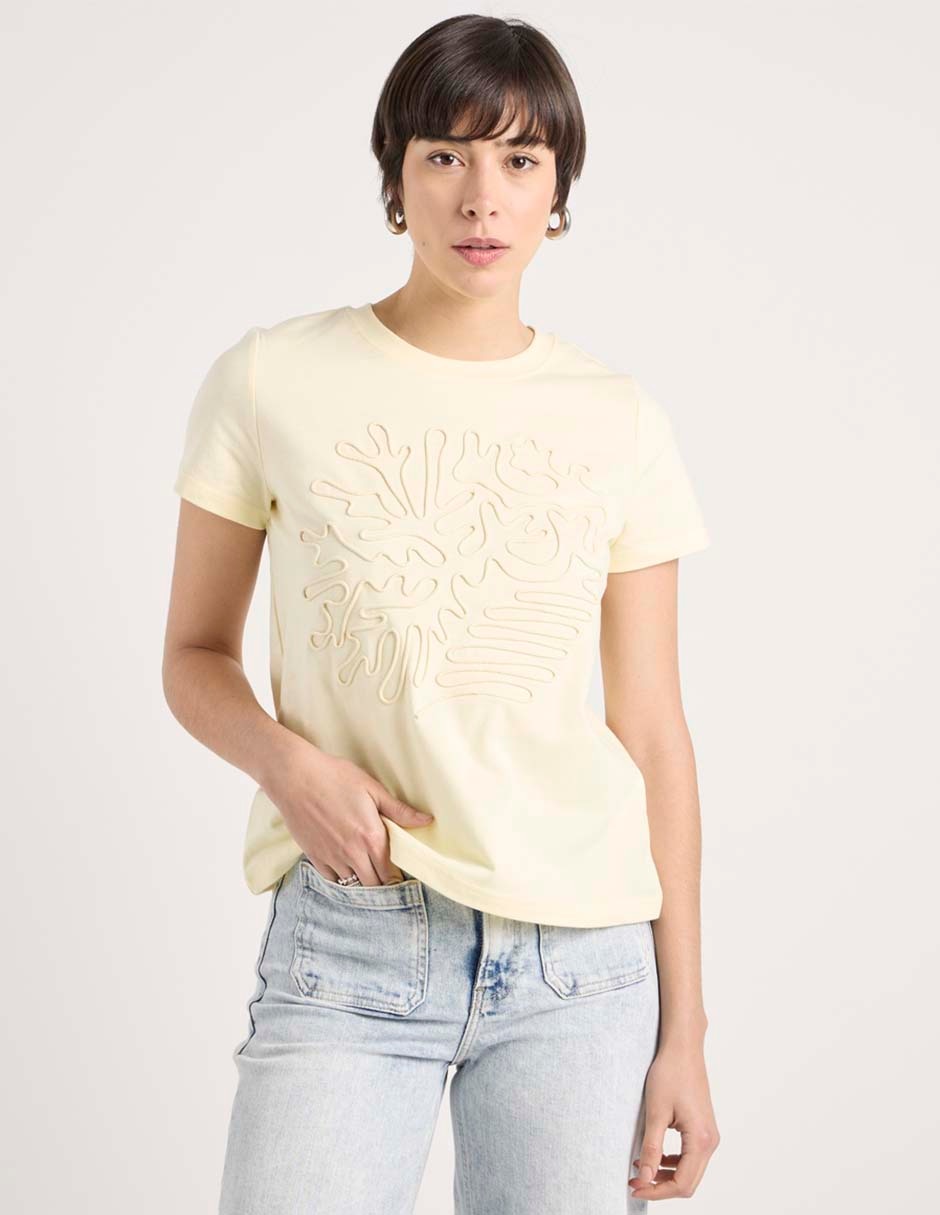 Playera manga corta Contempo cuello redondo para mujer