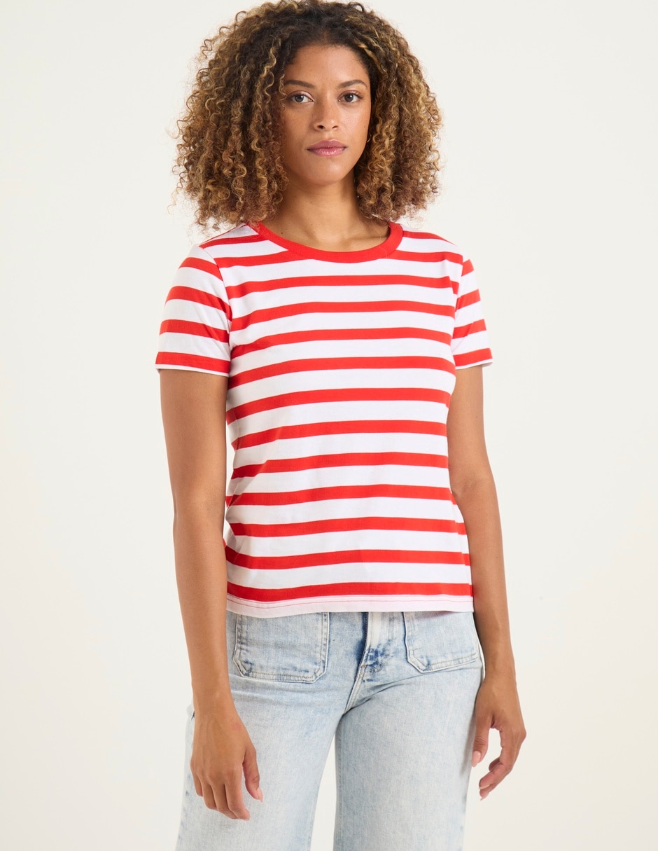 Playera manga larga Contempo cuello redondo para mujer