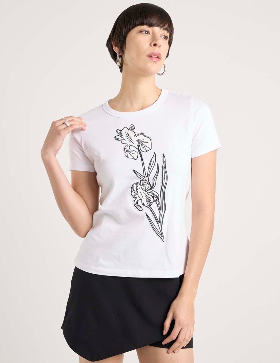 Playera manga corta cuello redondo para mujer Playera manga corta cuello redondo para mujer
