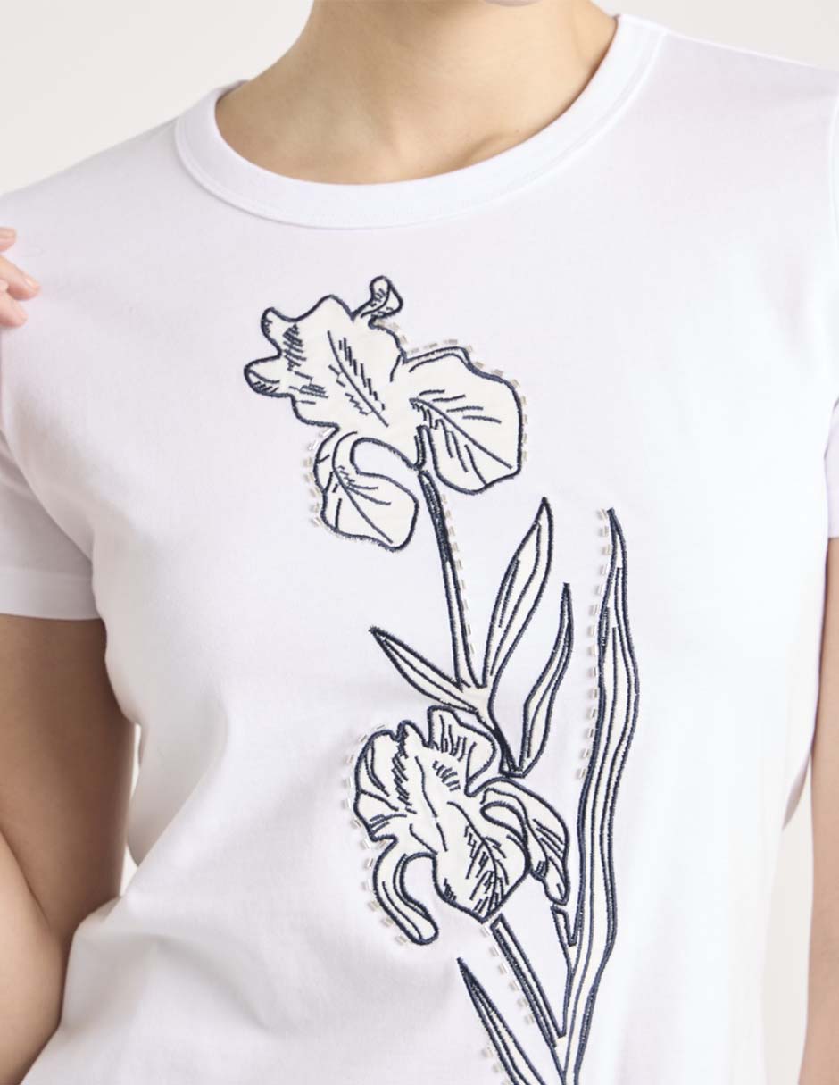 Playera manga corta Contempo cuello redondo para mujer