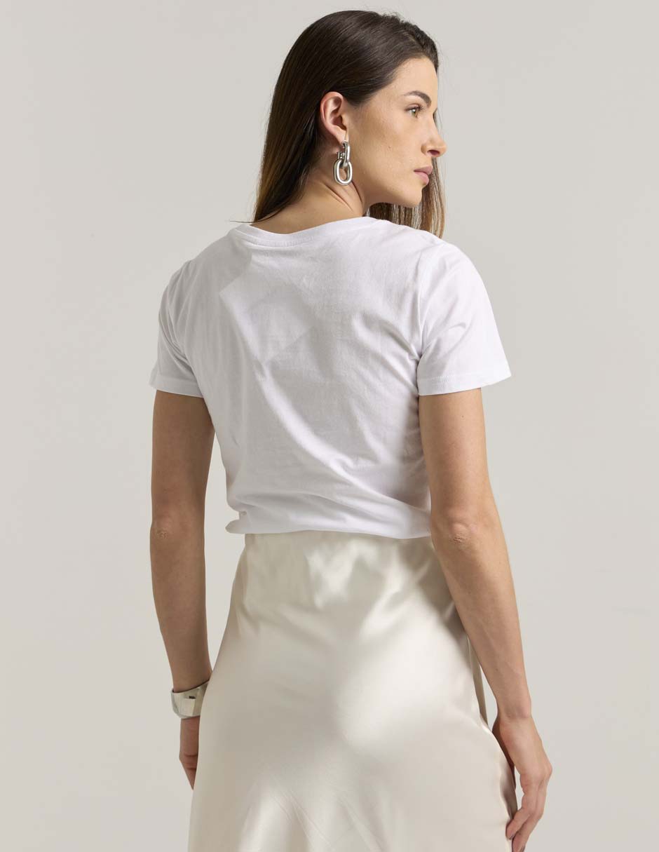 Playera manga corta Contempo cuello redondo para mujer