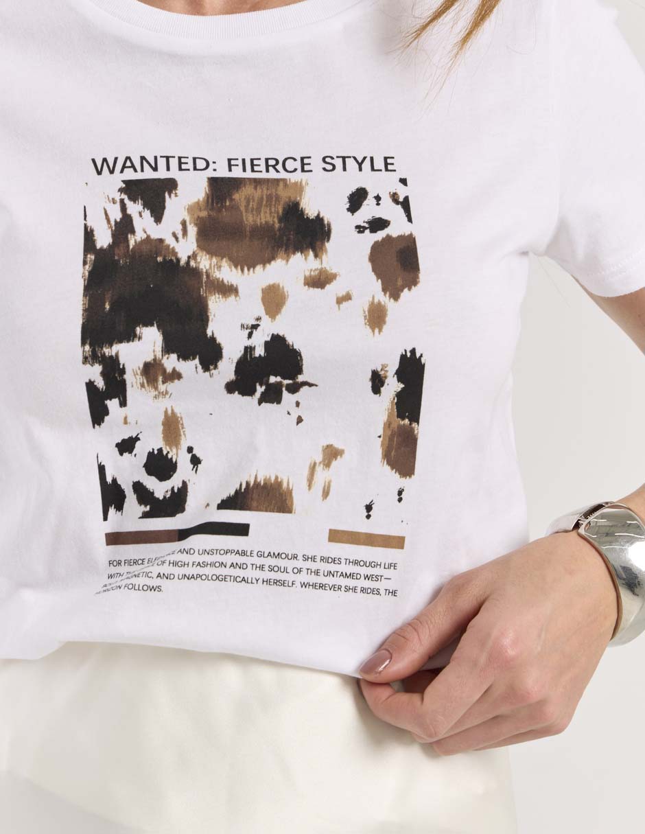 Playera manga corta Contempo cuello redondo para mujer