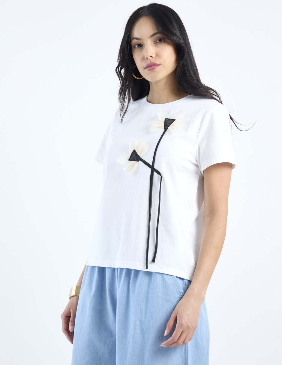 Playera manga corta cuello redondo para mujer Playera manga corta cuello redondo para mujer