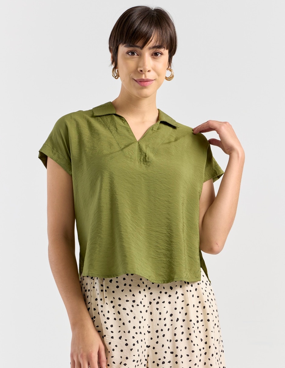 Blusa camisera manga corta para mujer 1