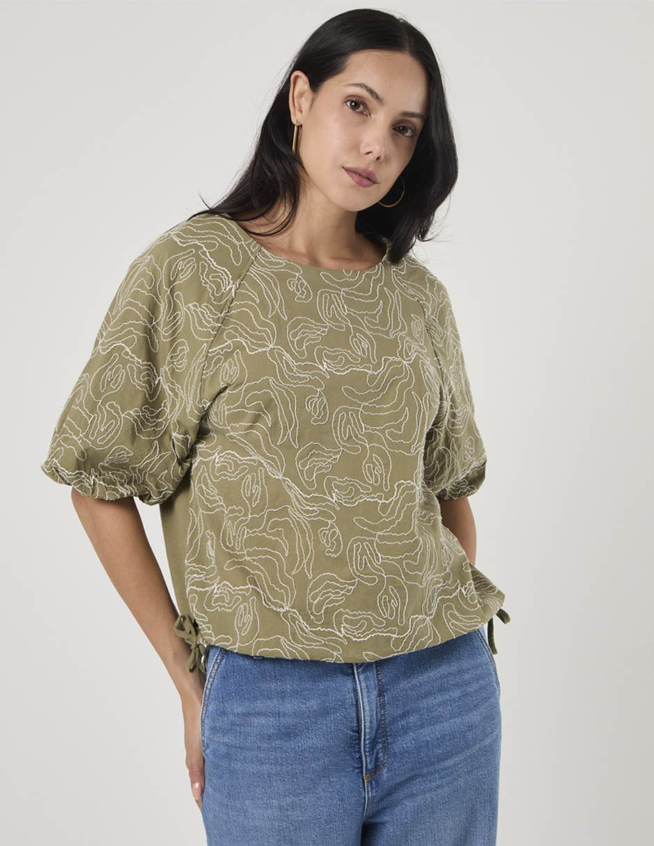 Blusa manga al codo para mujer