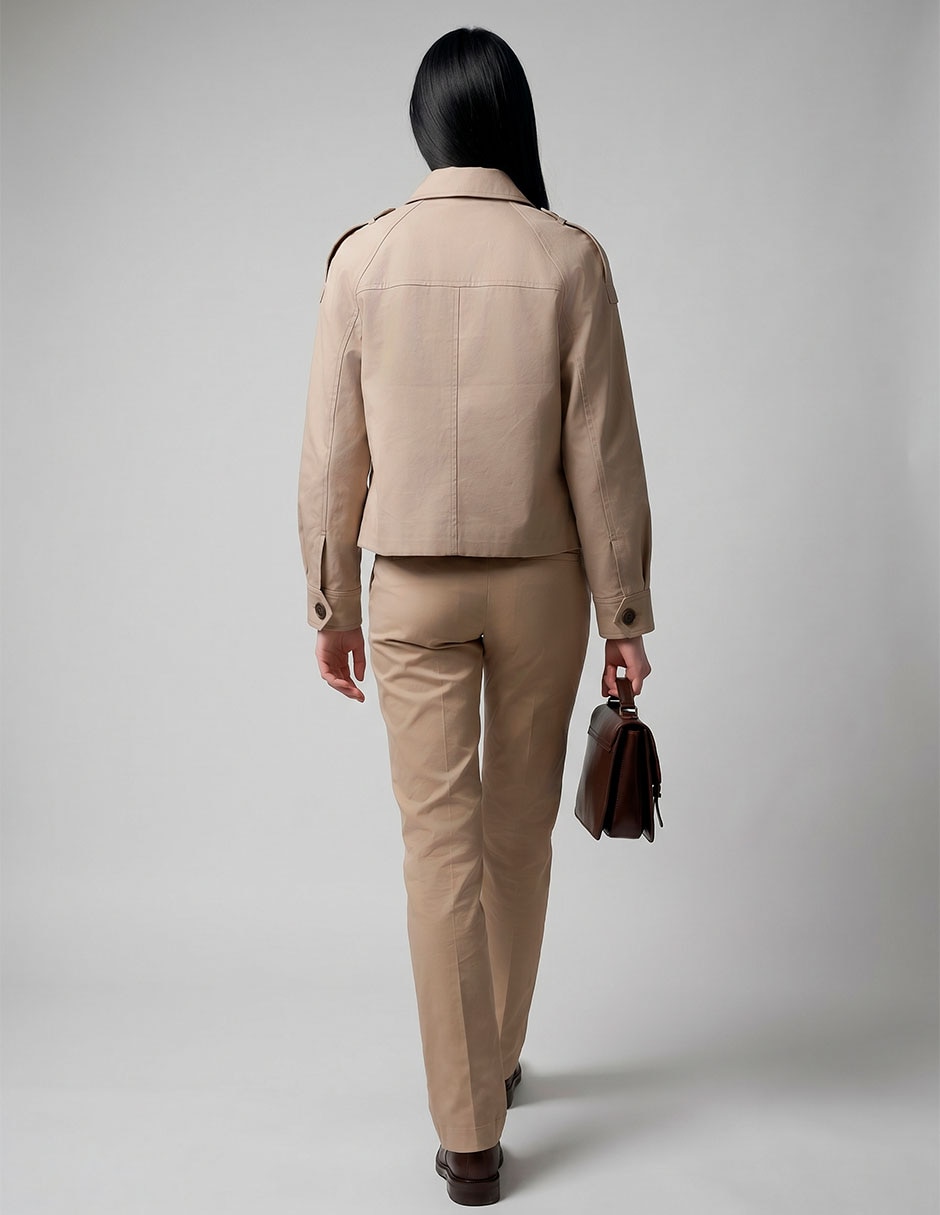 Gabardina Con Bolsillos Contempo Para Mujer