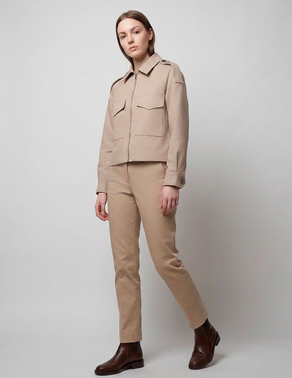 Gabardina Con Bolsillos Contempo Para Mujer