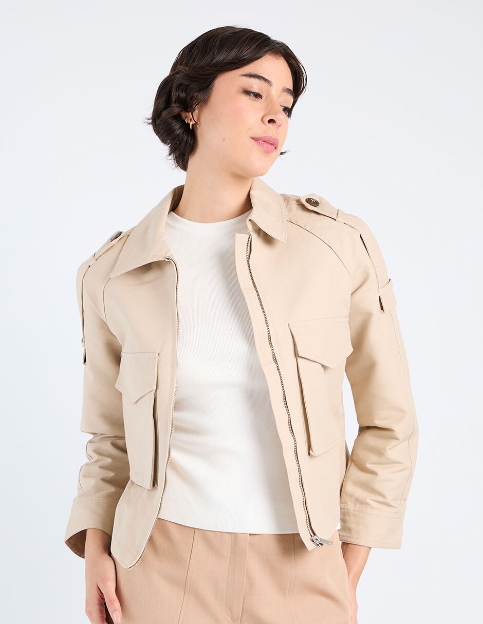 Gabardina Con Bolsillos Para Mujer