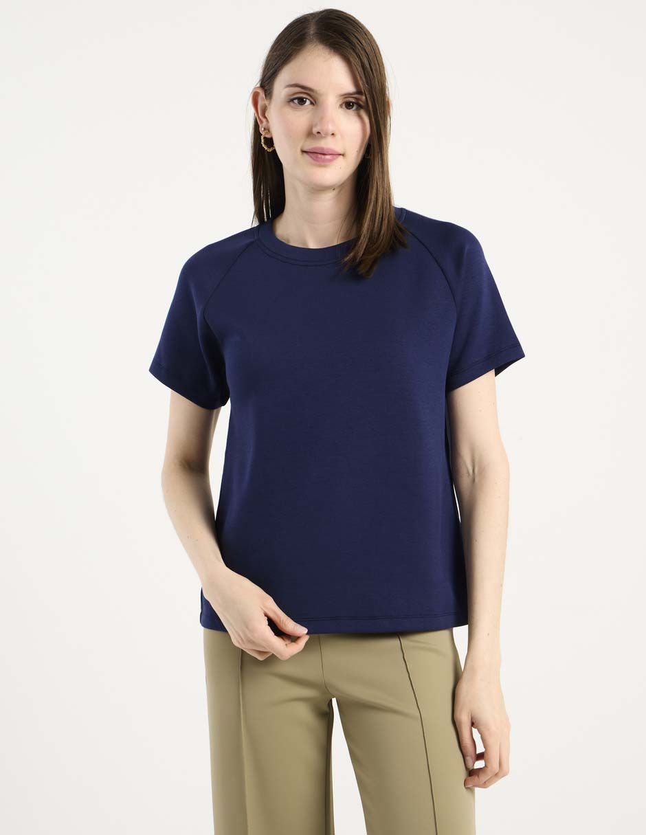 Playera manga corta cuello redondo para mujer