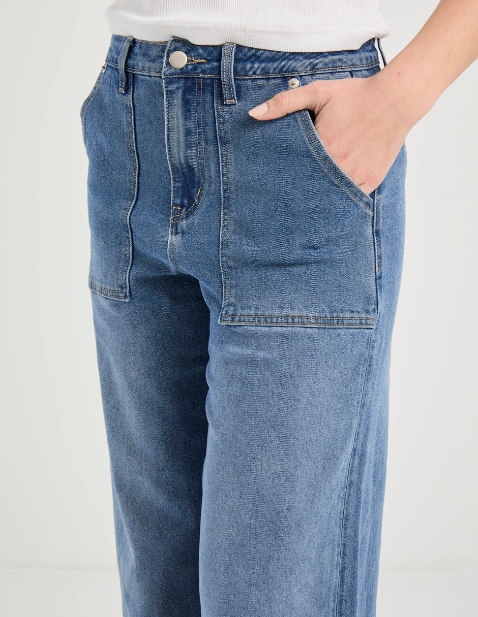 Jeans relaxed amplio cintura para mujer 9