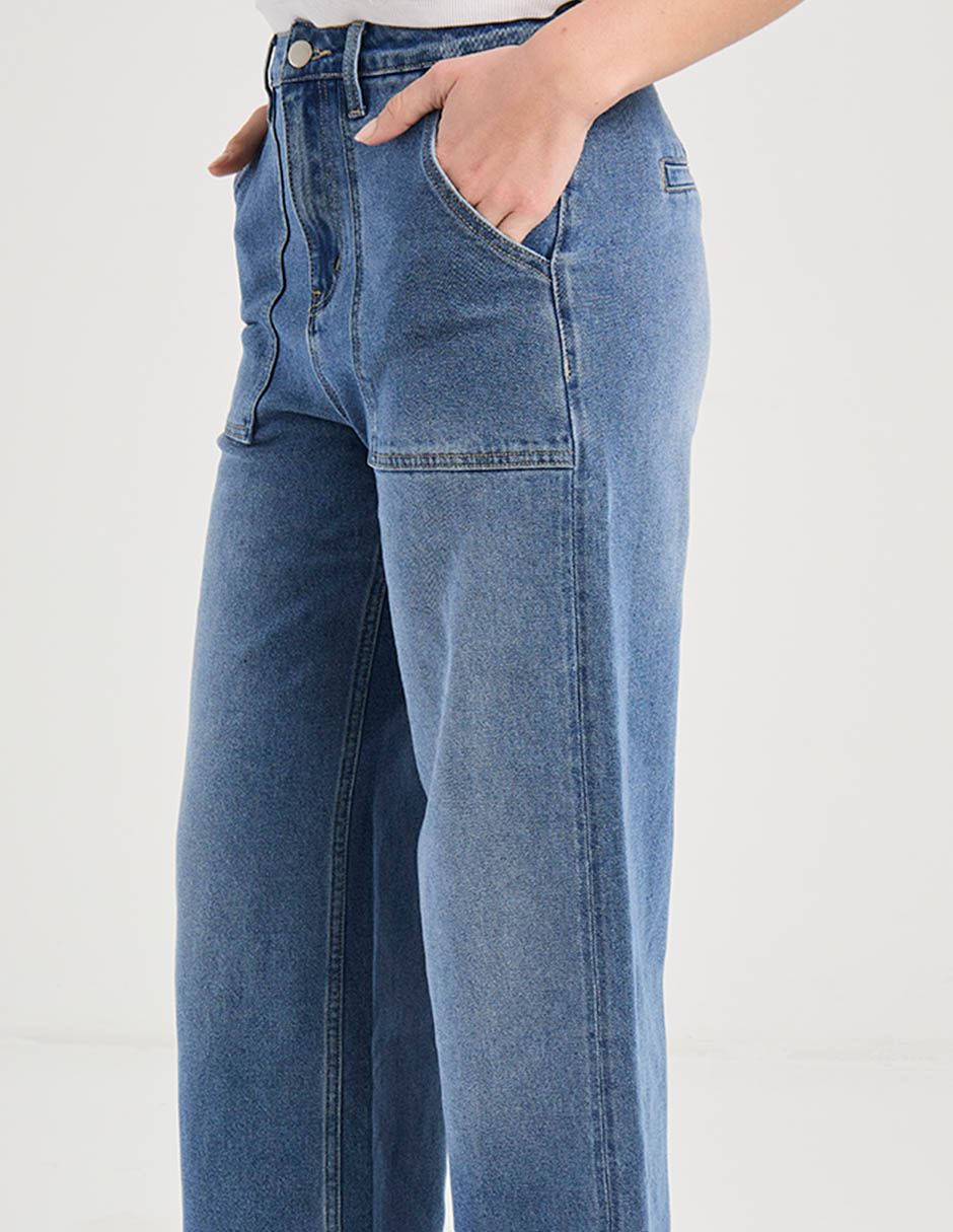 Jeans relaxed amplio cintura para mujer 10
