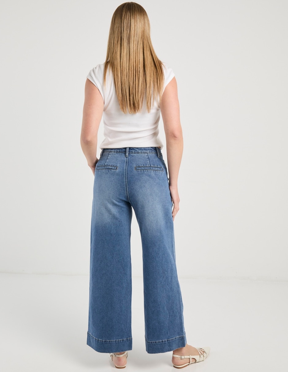 Jeans relaxed amplio cintura para mujer 11