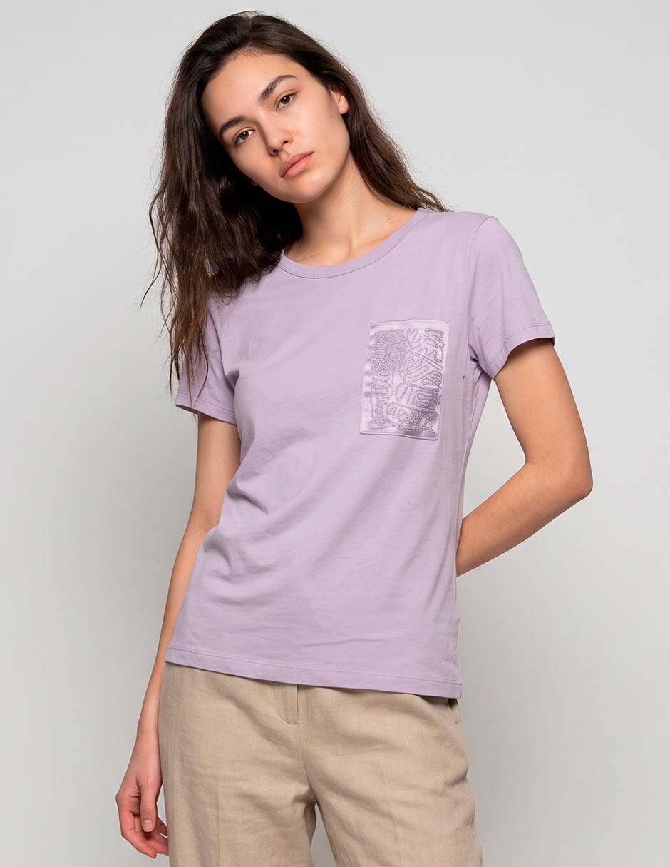 Playera manga corta cuello redondo para mujer