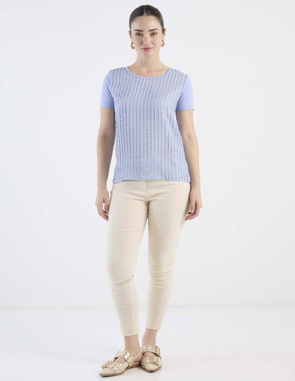 Blusa manga corta cuello redondo para mujer 3