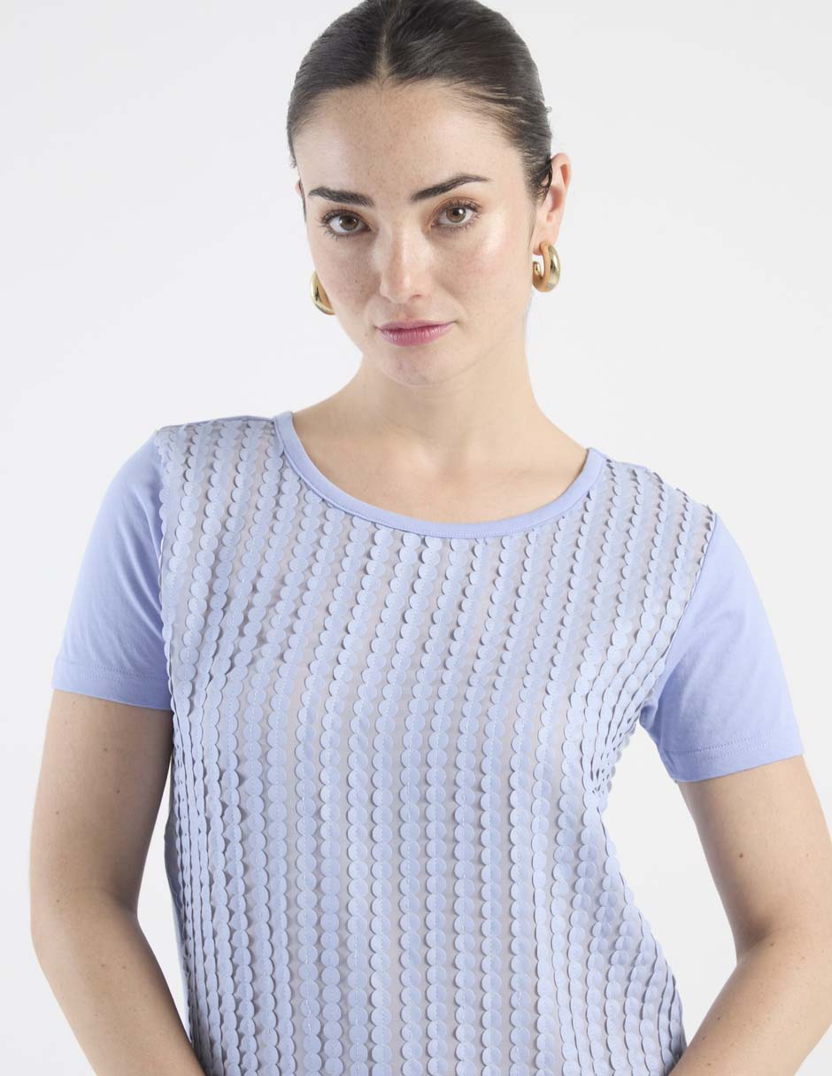 Blusa manga corta cuello redondo para mujer 4