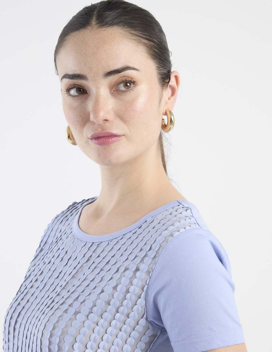 Blusa manga corta cuello redondo para mujer 5