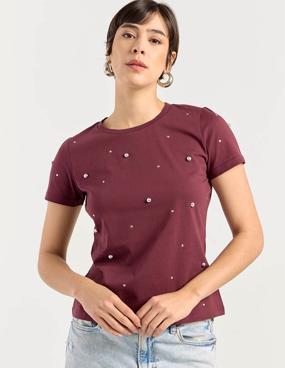 Playera manga corta cuello redondo para mujer 2