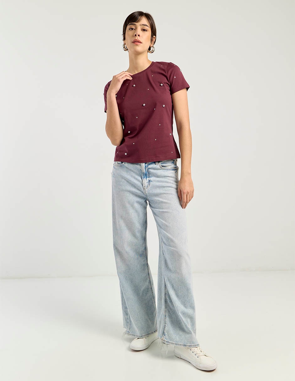 Playera manga corta cuello redondo para mujer 3