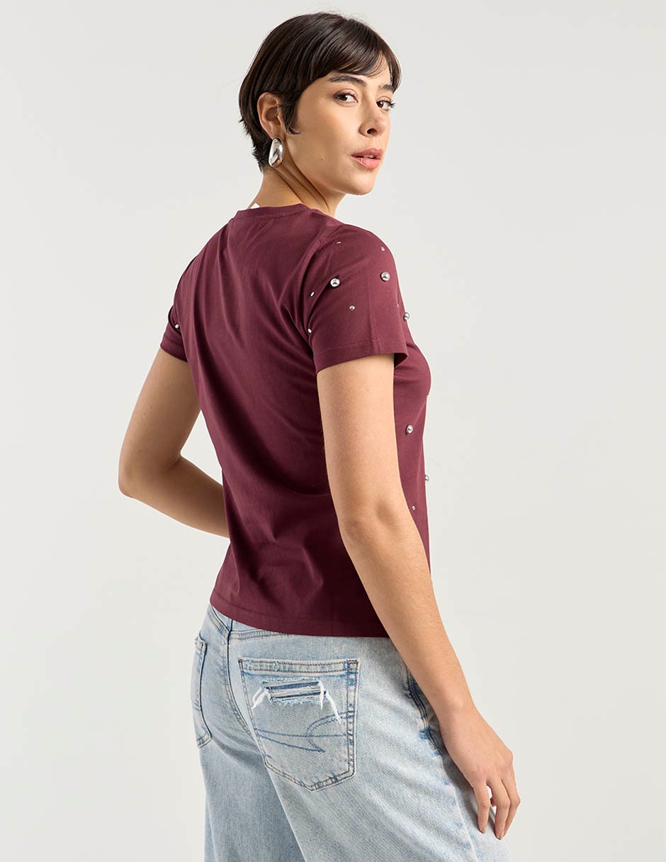 Playera manga corta cuello redondo para mujer 6
