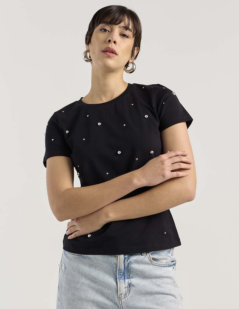Playera manga corta cuello redondo para mujer