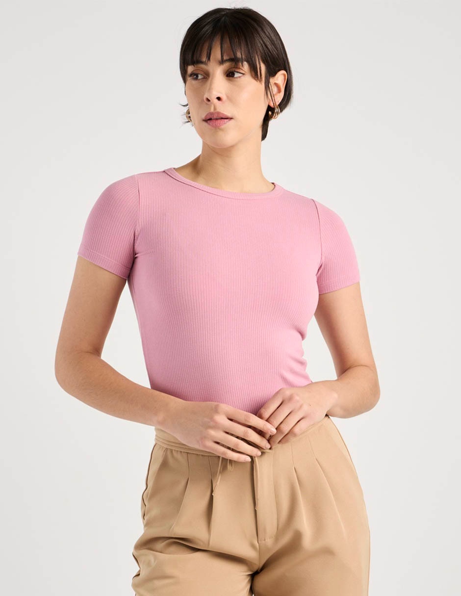 Playera manga corta cuello redondo para mujer Playera manga corta cuello redondo para mujer