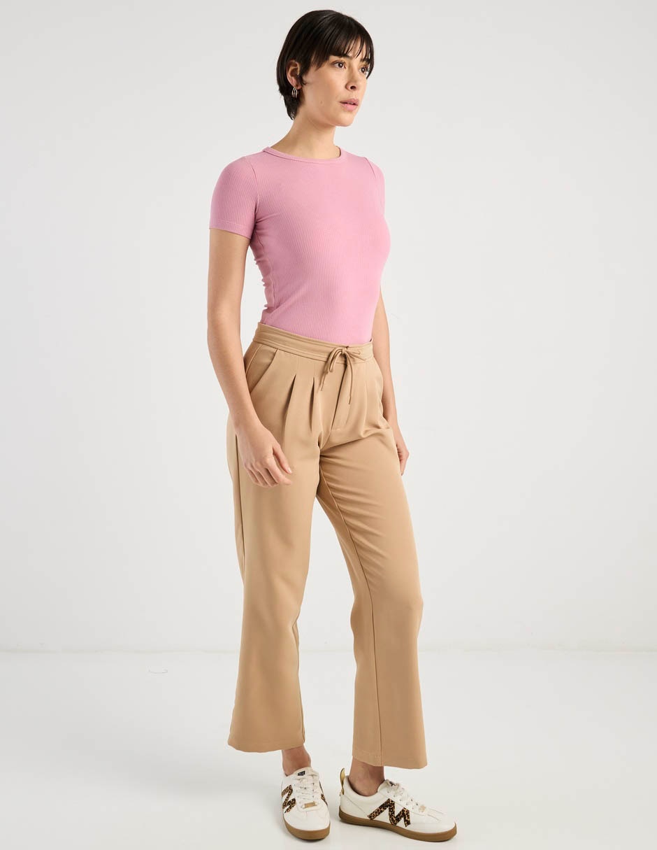 Playera manga corta Contempo cuello redondo para mujer