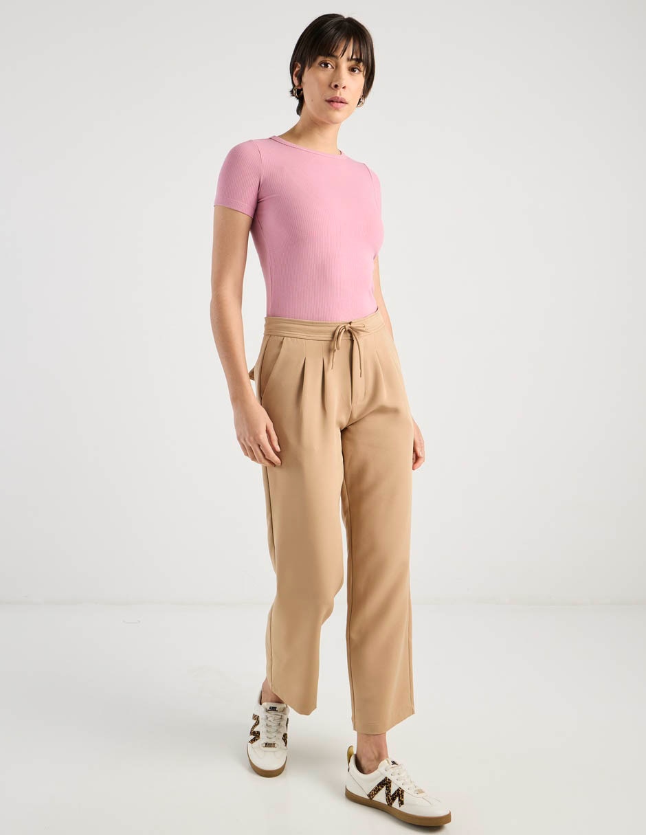 Playera manga corta Contempo cuello redondo para mujer